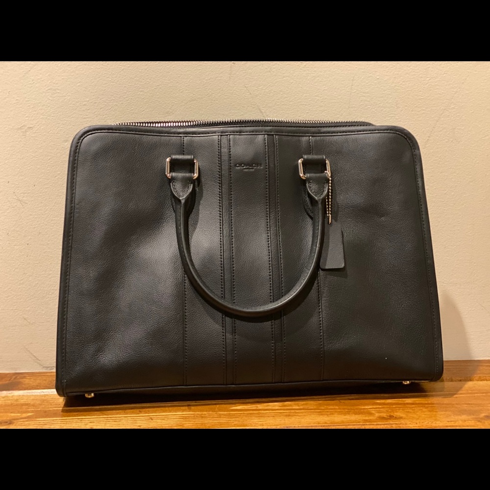 Coach Black Leather Laptop Bag